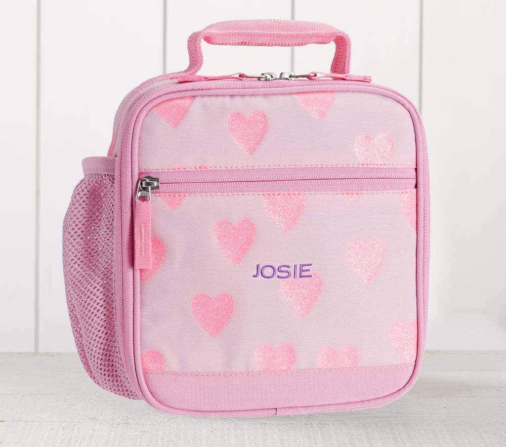 Mackenzie Pink Hearts Glitter Lunch Box